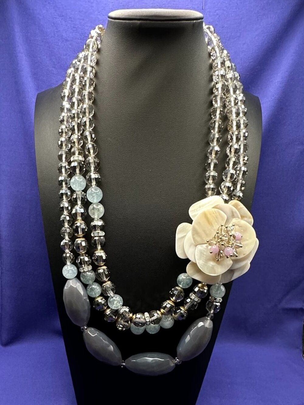 Lydell NYC Gemstone, MOP & Glass Bead Statement Necklace